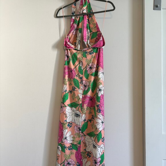 NWT AFRM Avian Halter Dress In Spring Blush Bouquet Size Medium - Picture 4 of 8
